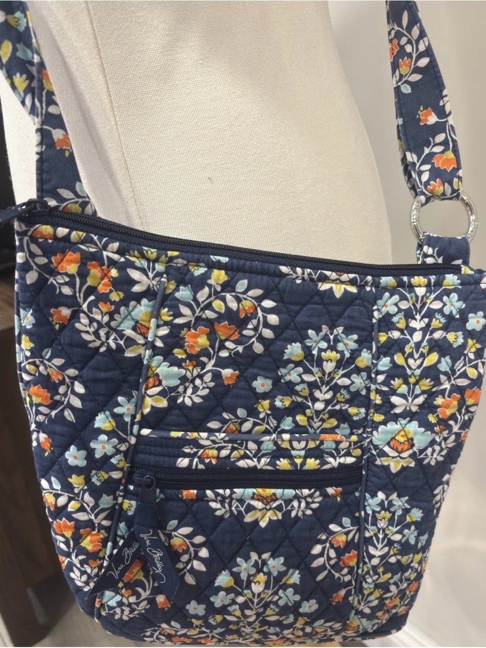 Vera Bradley Chandelier Blue Floral Bag Crossbody 11x11 Retired Print